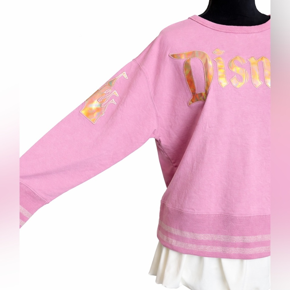 Disney Parks 50th EARidescent Pink Gold Sweatshirt Y2K Coquette Pullover Size LG - Picture 3 of 8